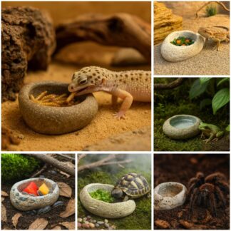 Natural Stone Reptile Feeding Bowl | Gecko Water Dish and Mini Tortoise Food Bowl | Handmade Terrarium Decor