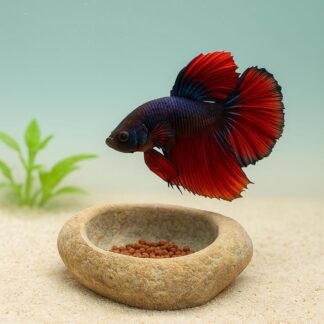 Aquarium Betta Feeding Bowl | Natural River Stone Pellet Dish | Anti-Float Fish Feeder | Aquascape Rock Decor