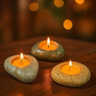 Natural Stone Tealight Holder – River Rock Candle Holder – Zen Home Decor – Spa Candle – Minimalist Table Decor – Unique Random Piece