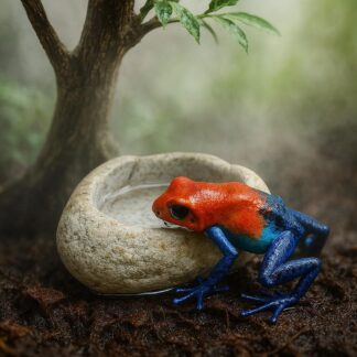 Natural River Stone Dart Frog Water Dish | Mini Food Bowl for Terrarium | Handmade Pebble Dish for Vivarium Decor