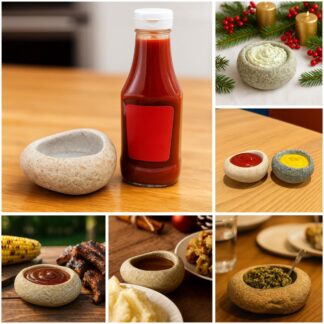 Natural Stone Dip Bowl | Mini Pebble Sauce Dish | Handmade Condiment Bowl | Unique River Rock Dipping Cup