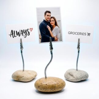 Natural Stone Photo Clip Holder, Pebble Memo Clip, Card Holder Stand, Place Card Holder, Desk Note Holder, Wedding Table Number Holder