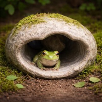 Hide Cave for Mini Frogs, Natural Stone Frog Hide, Terrarium Cave Shelter, Small Frog House, Reptile Amphibian Habitat Decor