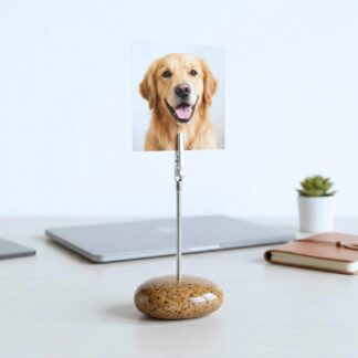 Pet Memorial Photo Holder, Natural Stone Pebble Picture Clip, Dog Portrait Display Stand, Cat Remembrance Gift, Sturdy Rock Base