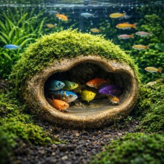 Aquarium Cave Natural Stone, Shrimp Hide Cave, Fish Tank Shelter, Aquascape Decor, Small Aquarium Cave for Shrimp Fish
