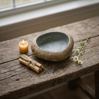 Natural Stone Offering Bowl for Meditation Altar – Minimalist Spiritual Decor