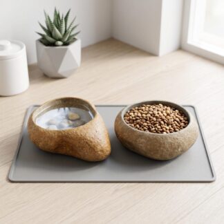 Cat Food Bowl – Heavy Natural Stone No Spill Cat Bowl for Dry Food, Water and Everyday Feeding