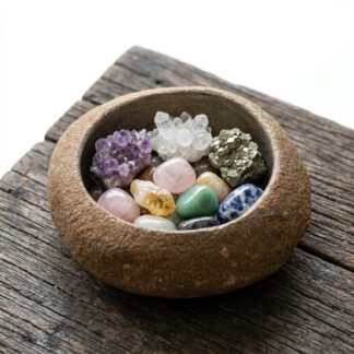 Crystal Bowl – Handmade River Stone Bowl for Crystal Storage, Shelf Decor and Mindful Living