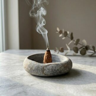 Stone Incense Dish, Miniature Cone Burner, Wabi Sabi Room Decor