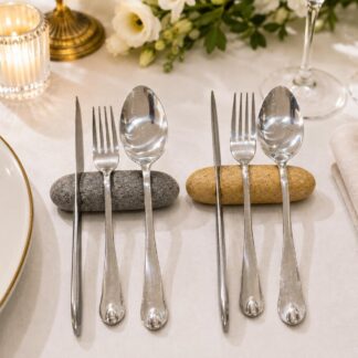 Fine Dining Table Setting, Natural Stone Knife Fork Spoon Rest, Pebble Cutlery Rest, Luxury Table Decor, Elegant Dining Accessories